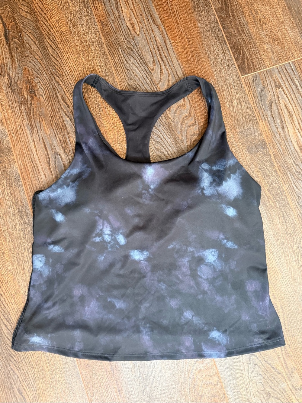 Old Navy Black Racerback Tank with Purple & Blue Tie-Dye